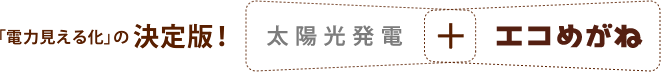 「電力見える化」の決定版!太陽光発電+エコめがね